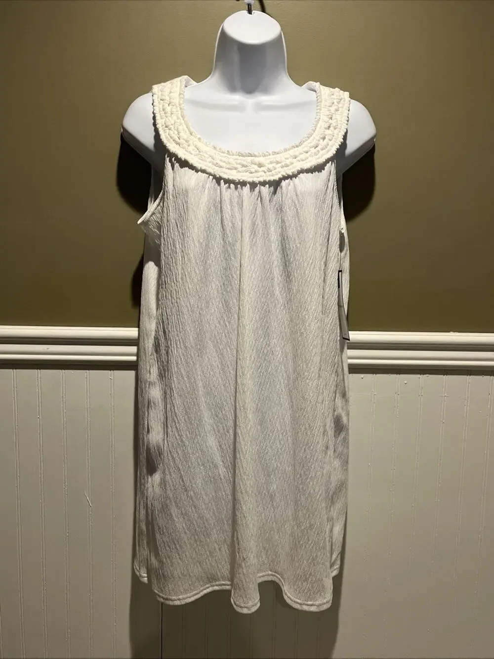 croft and barrow womens White Swimwear Cover Sz S Round Neck Sleeveless NWT